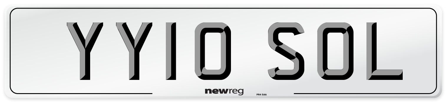 YY10 SOL Number Plate from New Reg